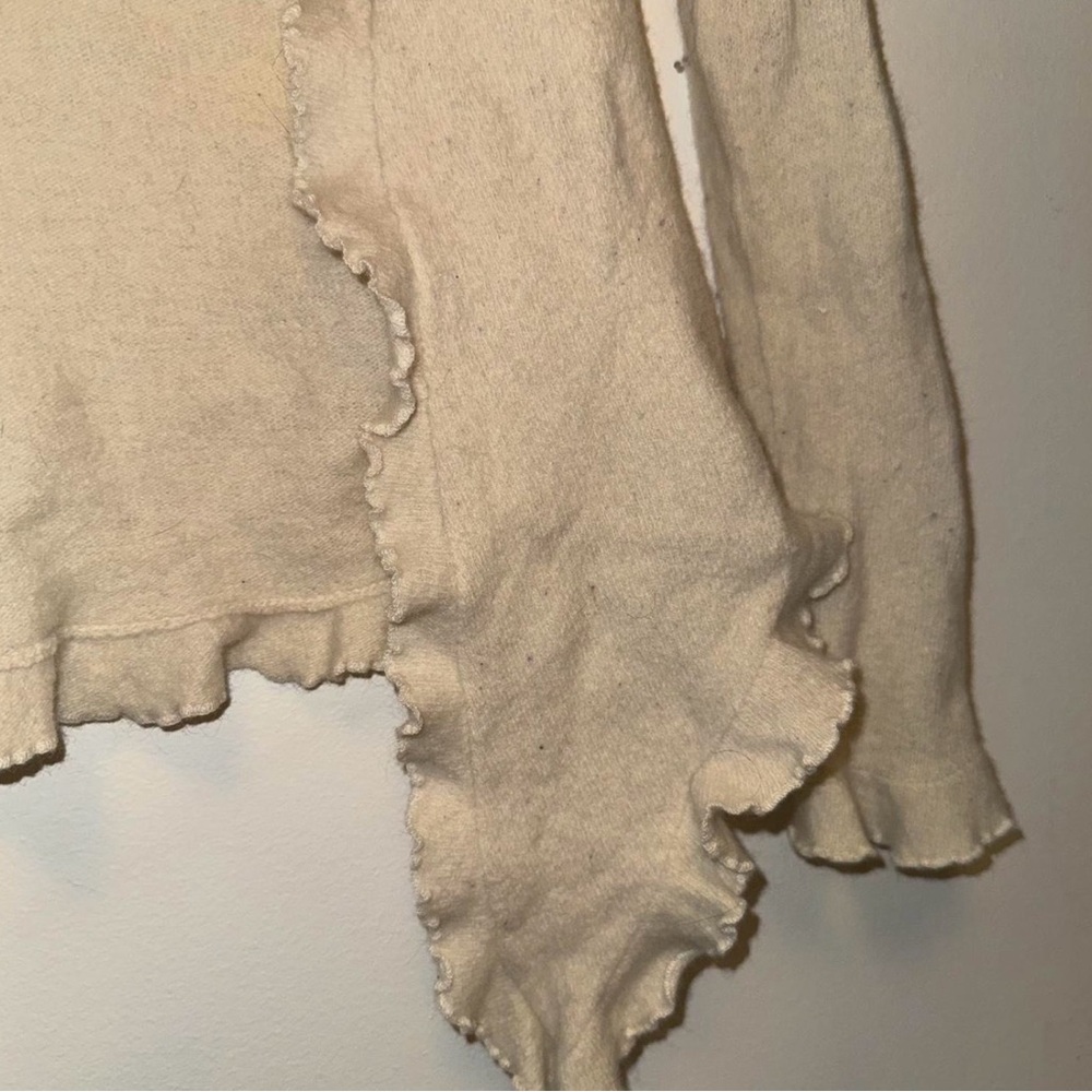 Cream Ruffled Women's Sweater - Picture 4 of 5